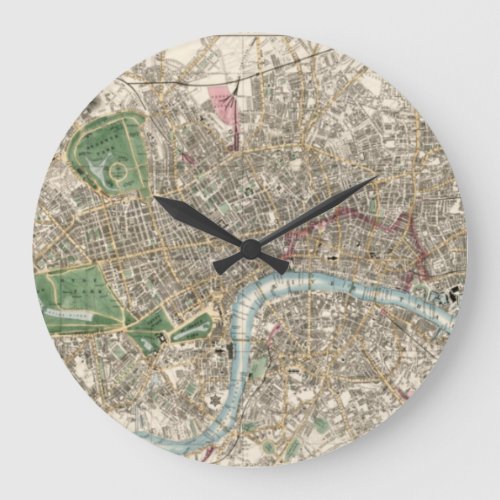Vintage Map of London England 1853 Large Clock
