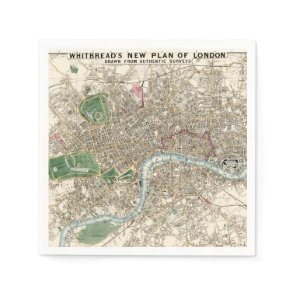Vintage Map of London England (1853) Napkins