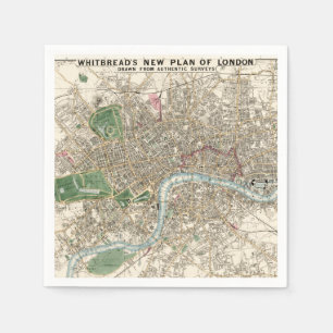 Vintage Map of London England (1853) Napkins
