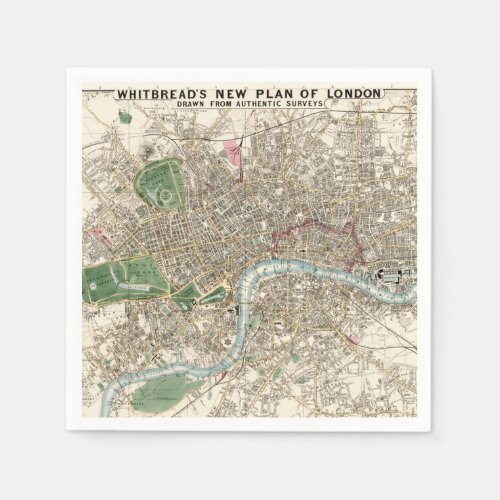 Vintage Map of London England 1853 Napkins
