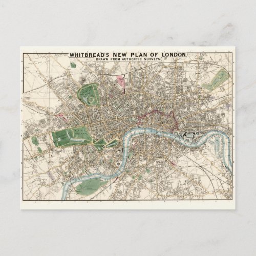Vintage Map of London England 1853 Postcard