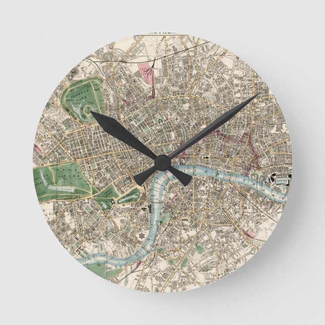 Vintage Map of London England (1853) Round Clock (Front)