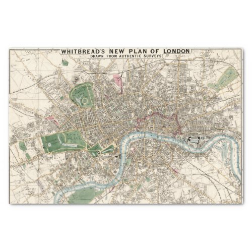 Vintage Map of London England 1853 Tissue Paper