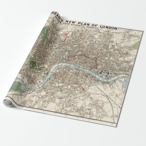 Vintage Map of London England 1853 Wrapping Paper