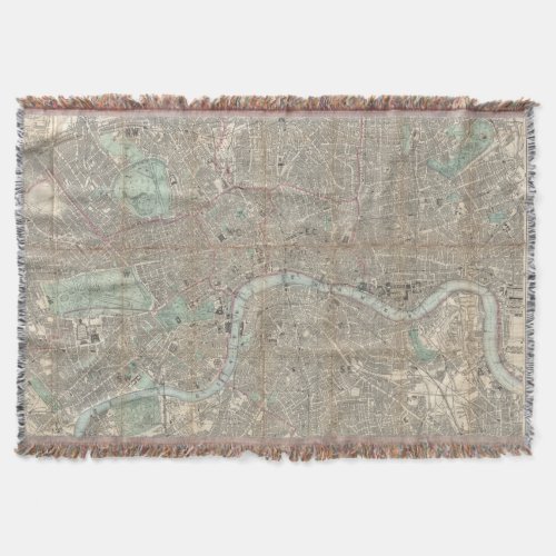 Vintage Map of London England 1862 Throw Blanket