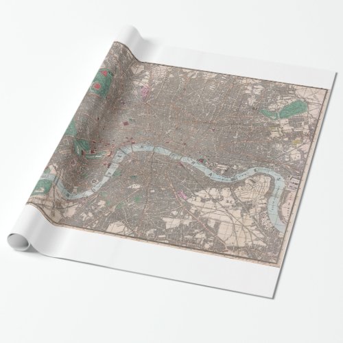 Vintage Map of London England 1862 Wrapping Paper