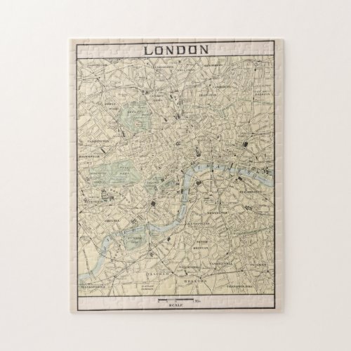 Vintage Map of London England 1901 Jigsaw Puzzle