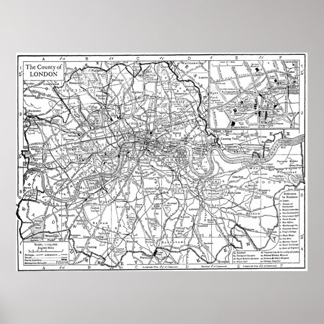 Vintage Map of London England (1911) Poster (Front)