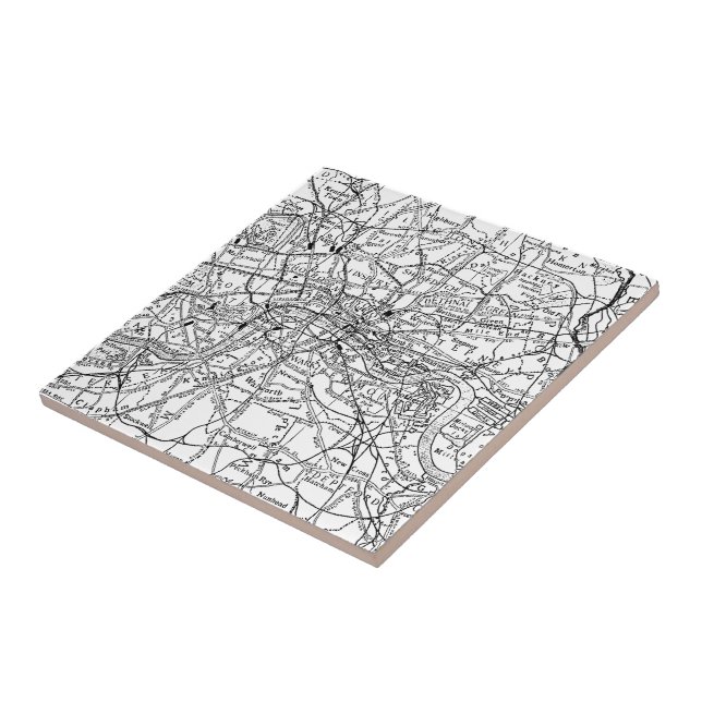 Vintage Map of London England (1911) Tile (Side)