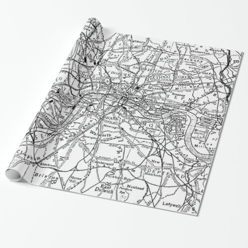 Vintage Map of London England 1911 Wrapping Paper