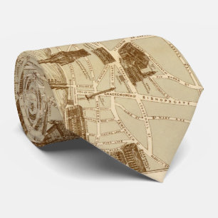 Vintage Map of London England Monuments (1877) Neck Tie