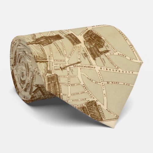 Vintage Map of London England Monuments 1877 Neck Tie