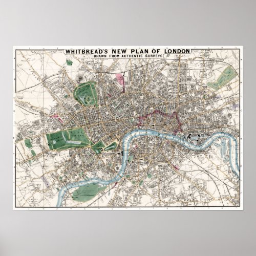 Vintage Map of London England Poster