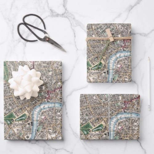 Vintage Map of London England Poster Wrapping Paper Sheets