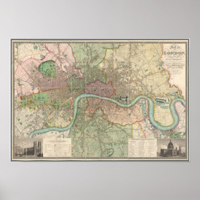 Vintage Map of London Poster (Front)