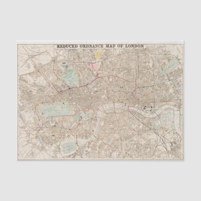 Vintage Map of London  Tissue Paper (Front)