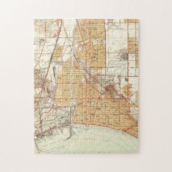 Vintage Map Of Long Beach California (1949) 2 Jigsaw Puzzle by Alleycatshirts at Zazzle