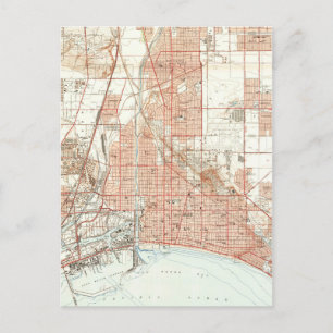Vintage Map of Long Beach California (1949) Postcard