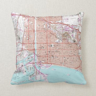 Vintage Map of Long Beach California (1964) Throw Pillow Vintage Map of Long Beach California (1964) Throw Pillow