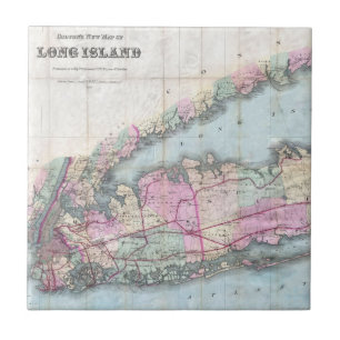 Vintage Map of Long Island (1880) Ceramic Tile