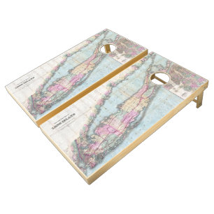 Vintage Map of Long Island (1880) Cornhole Set