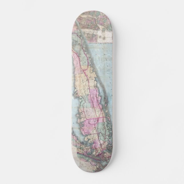 Vintage Map of Long Island (1880) Skateboard Deck (Front)
