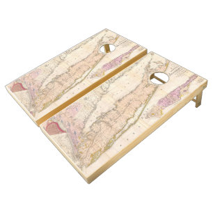 Vintage Map of Long Island New York (1842) Cornhole Set