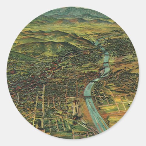 Vintage Map of Los Angeles California and River Classic Round Sticker