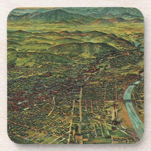 Vintage Map of Los Angeles California and River Drink Coaster