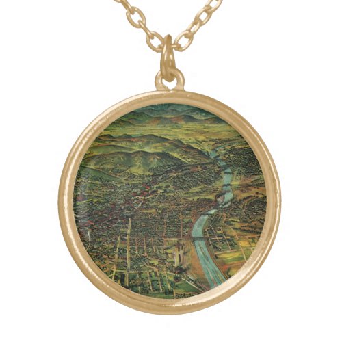 Vintage Map of Los Angeles California and River Gold Plated Necklace