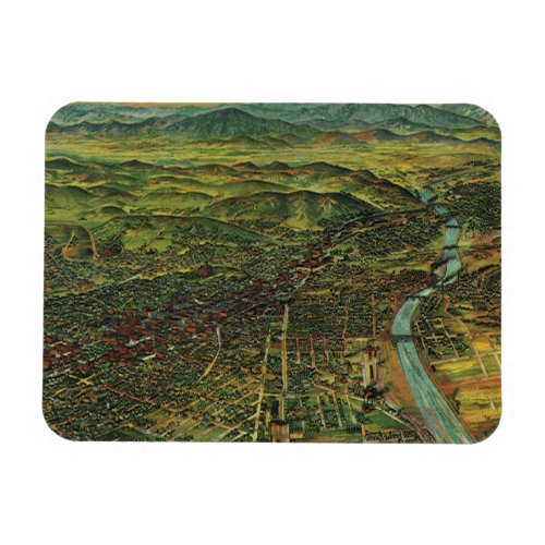 Vintage Map of Los Angeles California and River Magnet