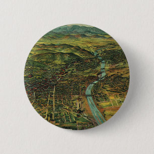 Vintage Map of Los Angeles, California and River Pinback Button