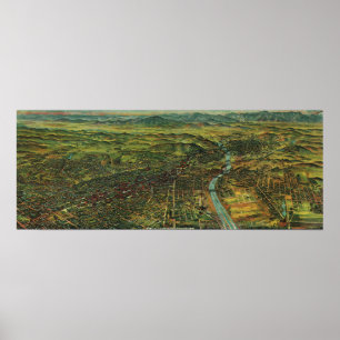 Vintage Map of Los Angeles, California and River Poster