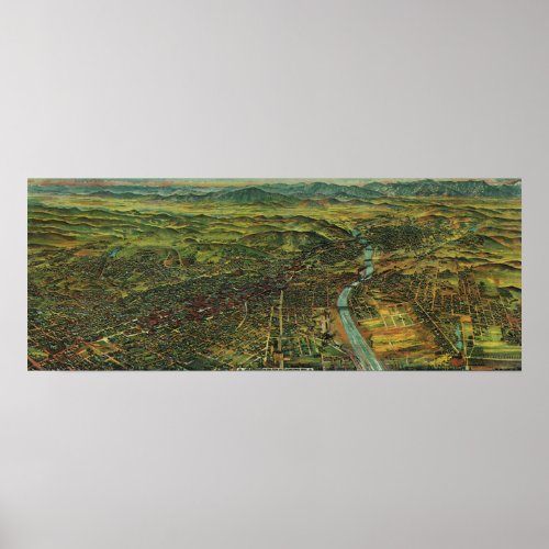 Vintage Map of Los Angeles California and River Poster