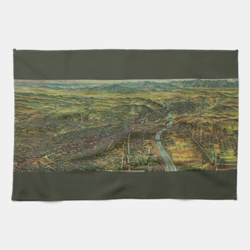 Vintage Map of Los Angeles California and River Towel
