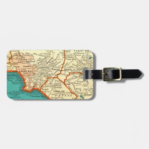 Vintage Map of LOS ANGELES CALIFORNIA Luggage Tag