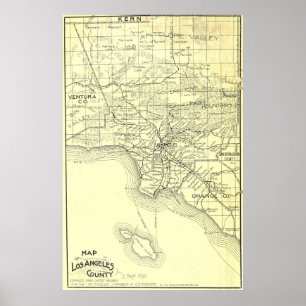 Vintage Map of Los Angeles County (1895) Poster