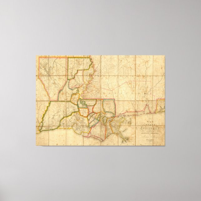 Vintage Map of Louisiana (1816) Canvas Print (Front)