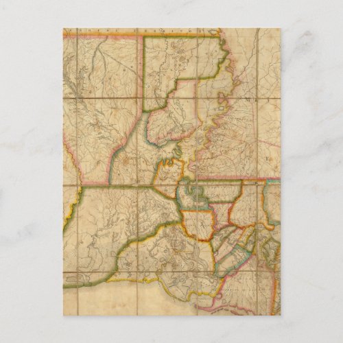 Vintage Map of Louisiana 1816 Postcard