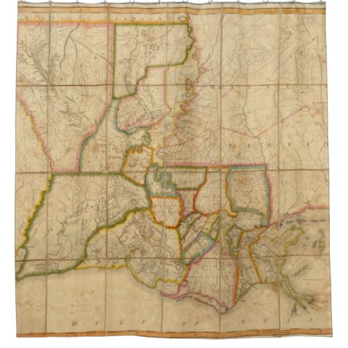 Vintage Map of Louisiana 1816 Shower Curtain