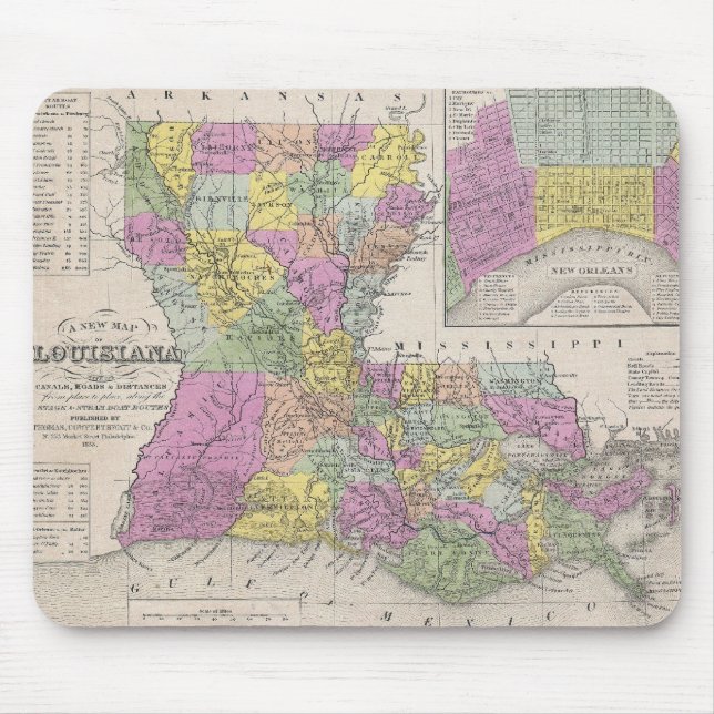 Vintage Map of Louisiana (1853) Mouse Pad (Front)
