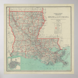 1935 vintage Louisiana map - fashion gift idea - birthday Poster for Sale  by mappendant