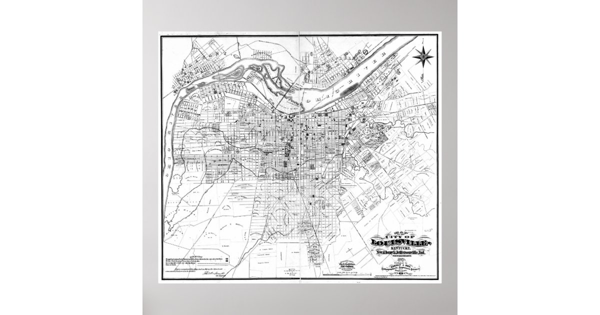 Vintage Map Of Louisville Kentucky 1873 Bw Poster Zazzle Com Vintage Map Of Louisville Kentucky 1873 Bw Poster Zazzle Com