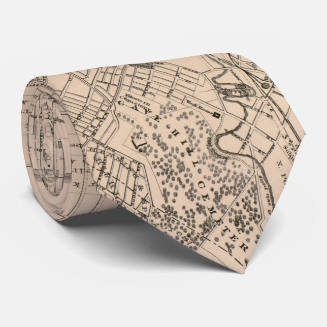 Vintage Map of Louisville Kentucky (1873) Neck Tie (Rolled)
