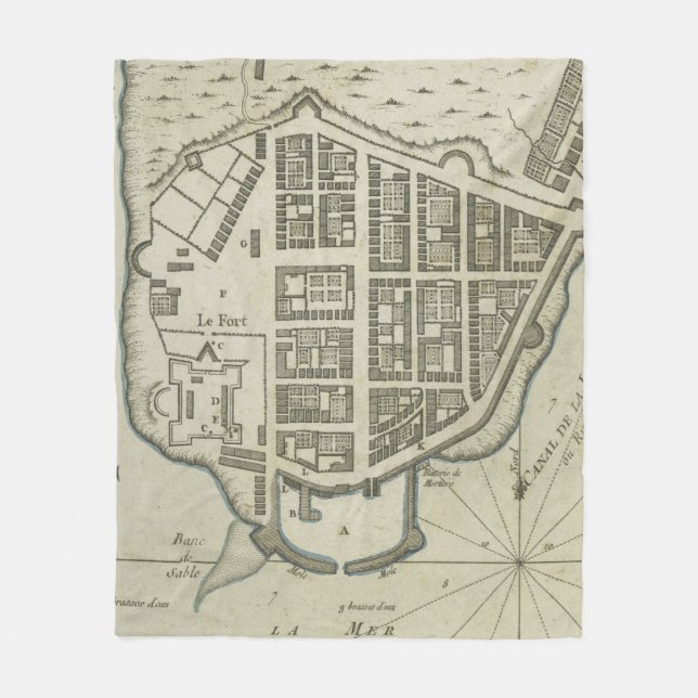Vintage Map of Lower Manhattan (1764) Fleece Blanket (Front)