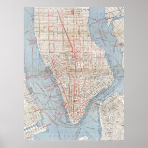 Vintage Map of Lower Manhattan (1879) Poster