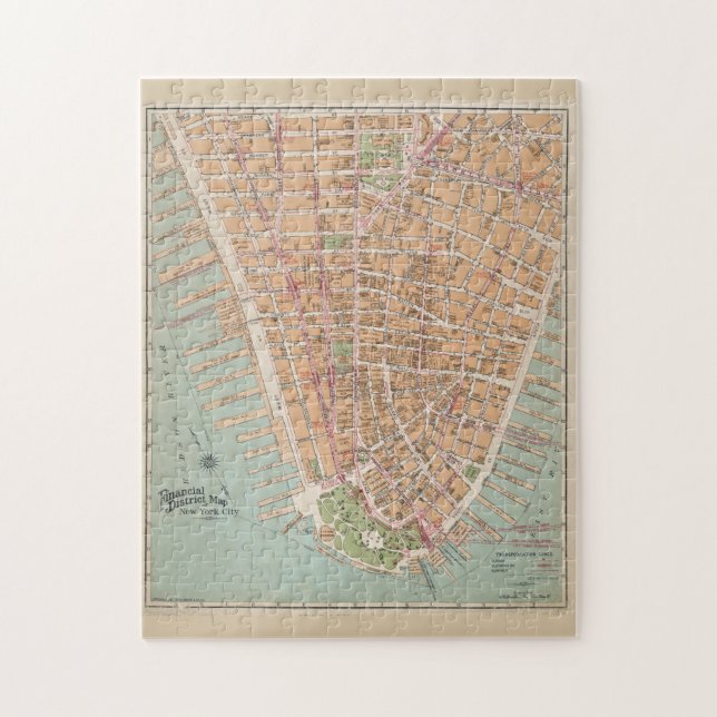 Vintage Map of Lower Manhattan (1921) Jigsaw Puzzle (Vertical)