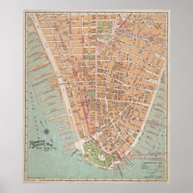 Vintage Map of Lower Manhattan (1921) Poster (Front)