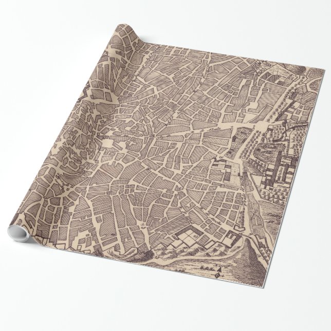 Vintage Map of Madrid Spain (1702) Wrapping Paper (Unrolled)