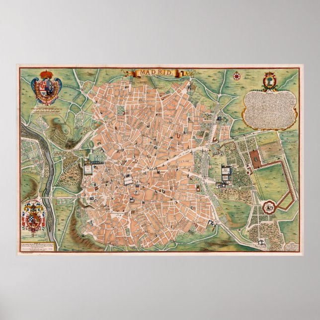 Vintage Map of Madrid Spain (1705) Poster (Front)